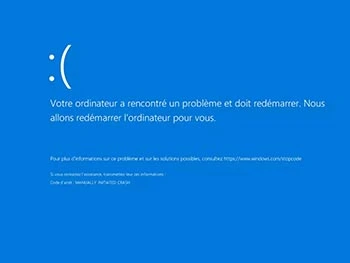 Ecran bleu - dépannage informatique Quimper - 100% Micro